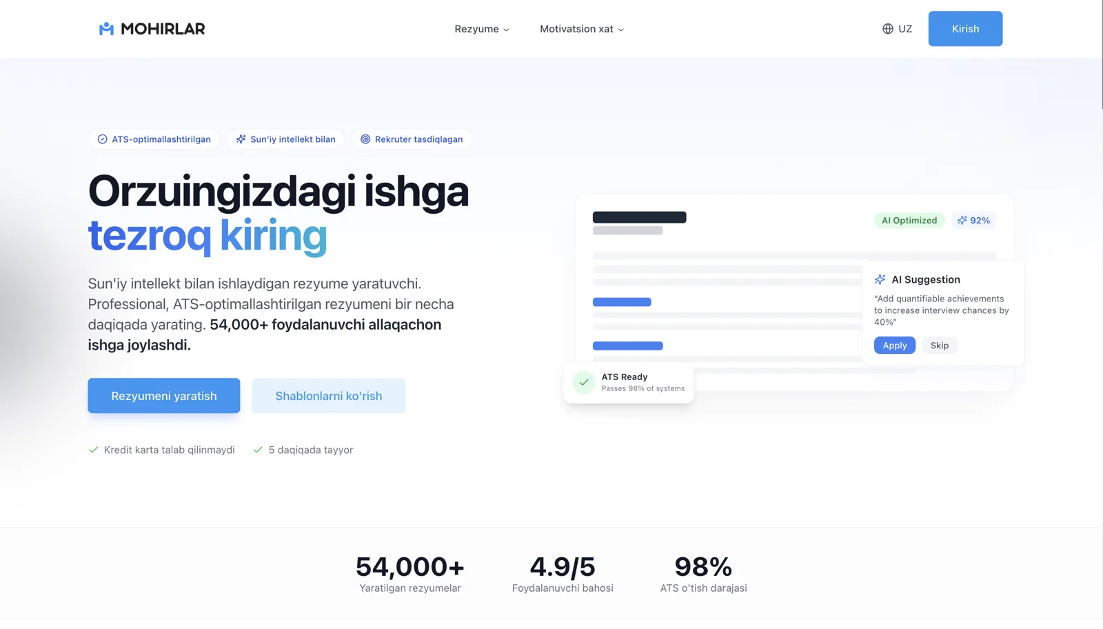Mohirlar - Career & Resume Platform - Image 1